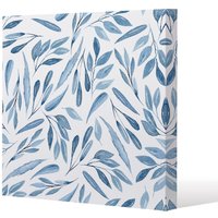 Benjamin Tate Design watercolour blue branches with leaves (Canvas Print) / 101 x 101 x 4cm in Natural | Size: 101 x 101 x 4 cm