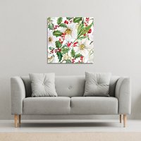 Benjamin Tate Design Watercolour Christmas pattern (Canvas Print) / 77 x 77 x 4cm in Natural | Size: 77 x 77 x 4 cm