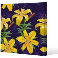 Benjamin Tate Design Yellow lily flowers (Canvas Print) / 46 x 46 x 4cm in Natural | Size: 46 x 46 x 4 cm
