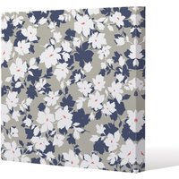 Benjamin Tate Design Grey Purple & White Flowers Slim Style Canvas Print 40x40cm in Natural | Size: 40x40 cm