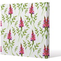 Benjamin Tate Design Pink & Green Leaves Slim Style Canvas Print 20x20cm in Natural | Size: 20x20 cm