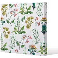 Benjamin Tate Design Watercolour Leaves & Flowers Slim Style Canvas Print 90x90cm in Natural | Size: 90x90 cm