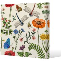Benjamin Tate Design Flowers & Insects Slim Style Canvas Print 30x30cm in Natural | Size: 30x30 cm