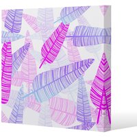 Benjamin Tate Design Purple Feathers Slim Style Canvas Print 30x30cm in Natural | Size: 30x30 cm