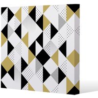 Benjamin Tate Design Gold & Black Geometric Triangles Slim Style Canvas Print 40x40cm in Natural | Size: 40x40 cm