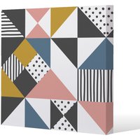 Benjamin Tate Design Coloured Geometric Pattern Slim Style Canvas Print 90x90cm in Natural | Size: 90x90 cm