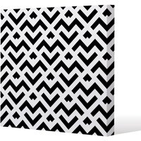 Benjamin Tate Design Black & White Geometric Slim Style Canvas Print 75x75cm in Natural | Size: 75x75 cm
