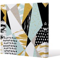 Benjamin Tate Design Geometric Shapes & Brush Strokes Slim Style Canvas Print 60x60cm in Natural | Size: 60x60 cm