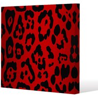Benjamin Tate Design Red Leopard Print Slim Style Canvas Print 20x20cm in Natural | Size: 20x20 cm