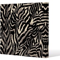 Benjamin Tate Design Gold Zebra Print Slim Style Canvas Print 40x40cm in Natural | Size: 40x40 cm