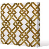 Benjamin Tate Design Gold Geometric Chain Slim Style Canvas Print 75x75cm in Natural | Size: 75x75 cm