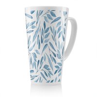 Benjamin Tate Design Watercolour Blue Branches With Leaves Latte Mug in Natural | Size: 100 cm