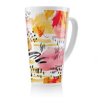 Benjamin Tate Design Abstract Fall Pattern In Bright Autumn Colours Latte Mug in Natural | Size: 100 cm
