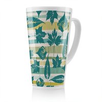 Benjamin Tate Design Autumn Pattern With Leaves On Geometric Latte Mug in Natural | Size: 100 cm