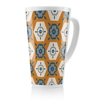 Benjamin Tate Design Rust Orange With Gray Navy Blue & Beige Latte Mug in Natural | Size: 100 cm