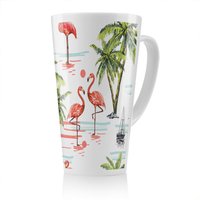 Benjamin Tate Design Flamingo & Palm Trees Latte Mug in Natural | Size: 100 cm