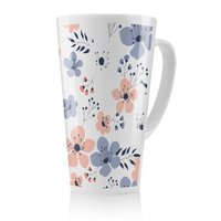 Benjamin Tate Design Pink & Blue Flowers Latte Mug in Natural | Size: 100 cm