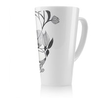 Benjamin Tate Design Black & White Flower Illustration Latte Mug in Natural | Size: 100 cm