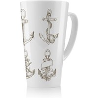 Benjamin Tate Design Drawn Anchors Latte Mug in Natural | Size: 100 cm
