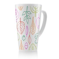 Benjamin Tate Design Multi Colour Leaves Illustration Latte Mug in Natural | Size: 100 cm