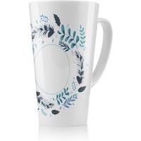 Benjamin Tate Design Blue Leaves Frame Latte Mug in Natural | Size: 100 cm