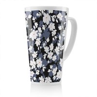 Benjamin Tate Design White Black & Purple Flowers Latte Mug in Natural | Size: 100 cm