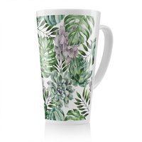Benjamin Tate Design Watercolour Botanical Leaves Latte Mug in Natural | Size: 100 cm