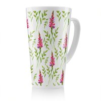 Benjamin Tate Design Pink & Green Leaves Latte Mug in Natural | Size: 100 cm