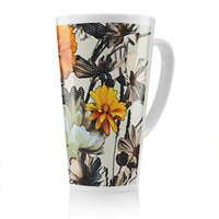 Benjamin Tate Design Orange Flower Print Latte Mug in Natural | Size: 100 cm