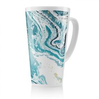 Benjamin Tate Design Marble In Blue Latte Mug in Natural | Size: 100 cm