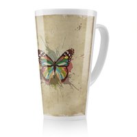 Benjamin Tate Design Butterfly & Paint Splats Latte Mug in Natural | Size: 100 cm