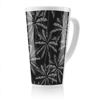 Benjamin Tate Design White Palm Trees On Black Latte Mug in Natural | Size: 100 cm