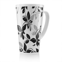 Benjamin Tate Design Black & White Floral Latte Mug in Natural | Size: 100 cm