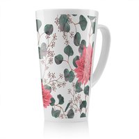 Benjamin Tate Design Red Flowers Green Leaves Latte Mug in Natural | Size: 100 cm