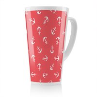 Benjamin Tate Design Anchors On Red Latte Mug in Natural | Size: 100 cm