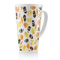 Benjamin Tate Design Autumn Leaves & Halloween Skulls Latte Mug in Natural | Size: 100 cm