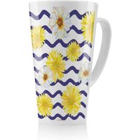Benjamin Tate Design Bright Yellow Flowers & Zig Zags Latte Mug in Natural | Size: 100 cm