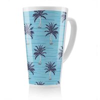 Benjamin Tate Design Palm Trees On Blue Latte Mug in Natural | Size: 100 cm