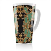 Benjamin Tate Design Black & Green Baroque Latte Mug in Natural | Size: 100 cm