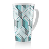 Benjamin Tate Design Blue Geometric Hexagons Latte Mug in Natural | Size: 100 cm