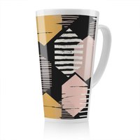 Benjamin Tate Design Yellow White & Pink Hexagons Latte Mug in Natural | Size: 100 cm
