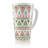 Benjamin Tate Design Colorful Striped Gold Style Triangles Latte Mug in Natural | Size: 100 cm