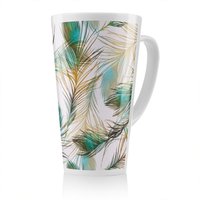 Benjamin Tate Design Imprints Peacock Feathers Latte Mug in Natural | Size: 100 cm