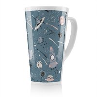 Benjamin Tate Design Spaceships & Planets With Stars Latte Mug in Natural | Size: 100 cm