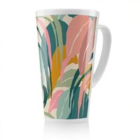 Benjamin Tate Design Artistic abstract leaves Designer Latte Mug in Natural | Size: 100 cm