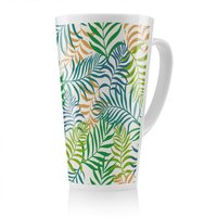 Benjamin Tate Design Green Tropical Palm Leaves Designer Latte Mug in Natural | Size: 100 cm