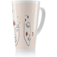 Benjamin Tate Design Celestial elements like stars, moon, sun & planets Designer Latte Mug in Natural | Size: 100 cm