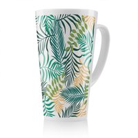 Benjamin Tate Design Tropical palm leaves Designer Latte Mug in Natural | Size: 100 cm