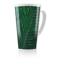 Benjamin Tate Design Green leaves, abstract flora texture Designer Latte Mug in Natural | Size: 100 cm
