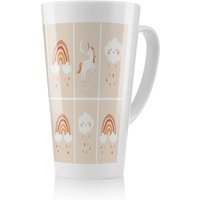 Benjamin Tate Design Cute Hand Drawn Unicorn, Rainbow & Cloud Designer Latte Mug in Natural | Size: 100 cm